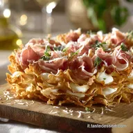 Albero di sfoglia con mozzarelline e prosciutto: lantipasto scenografico