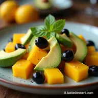 Insalata con Mango Avocado e Olive Nere Fresca e Veloce