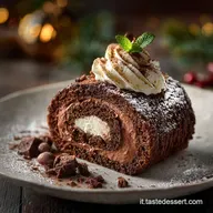 Torta Tronco albero di Natale: Rotolo al Cacao con Mousse Fondente