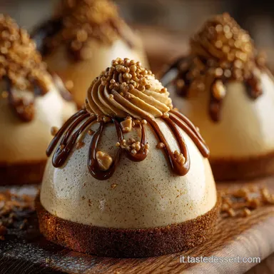 Gingerbread Latte Mousse Domes: Dessert di Natale elegante senza cottura. Scheda ricetta