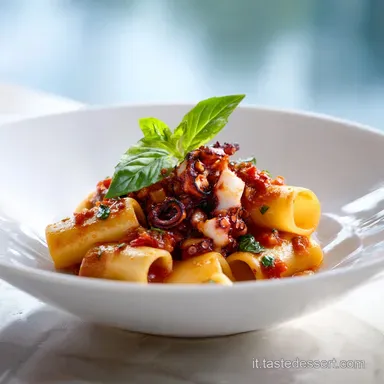 Paccheri Rag&ugrave; di Polpo: Ricetta per 4 Persone con Cottura Lenta Scheda ricetta