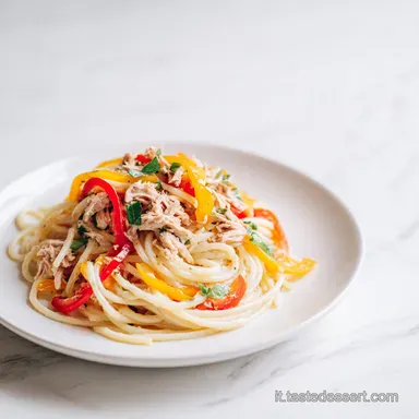 Pasta con Tonno e Peperoni per 4 Porzioni Scheda ricetta