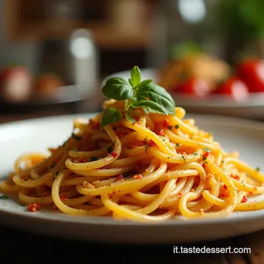Spaghetti con Crema di Melanzane e Pomodorini Estivi Scheda ricetta