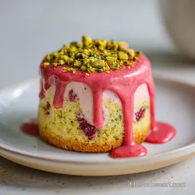 Torte di compleanno: Torta al Pistacchio e Lamponi per 12 Porzioni Scheda ricetta
