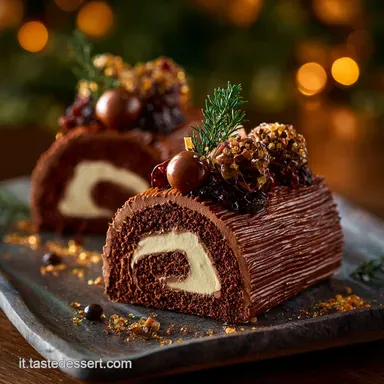 Torta Tronco albero di Natale: Rotolo al Cacao con Mousse Fondente Scheda ricetta