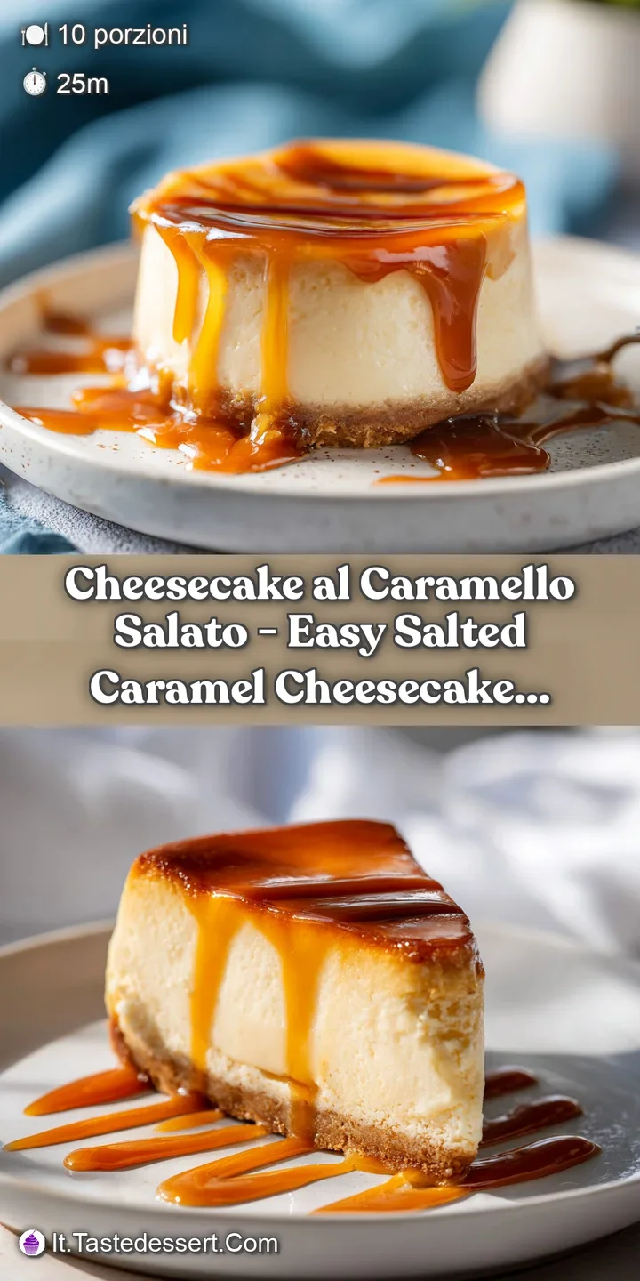 Close-up of velvety smooth cheesecake with glossy caramel ribbons cascading down its sides.