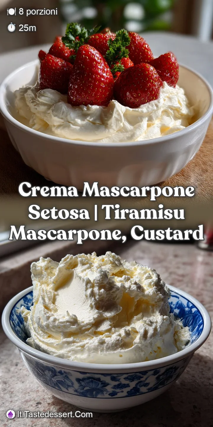 Close-up of creamy, airy mascarpone. The light, velvety texture and rich white hue are contrasted by small dark chocolate ...