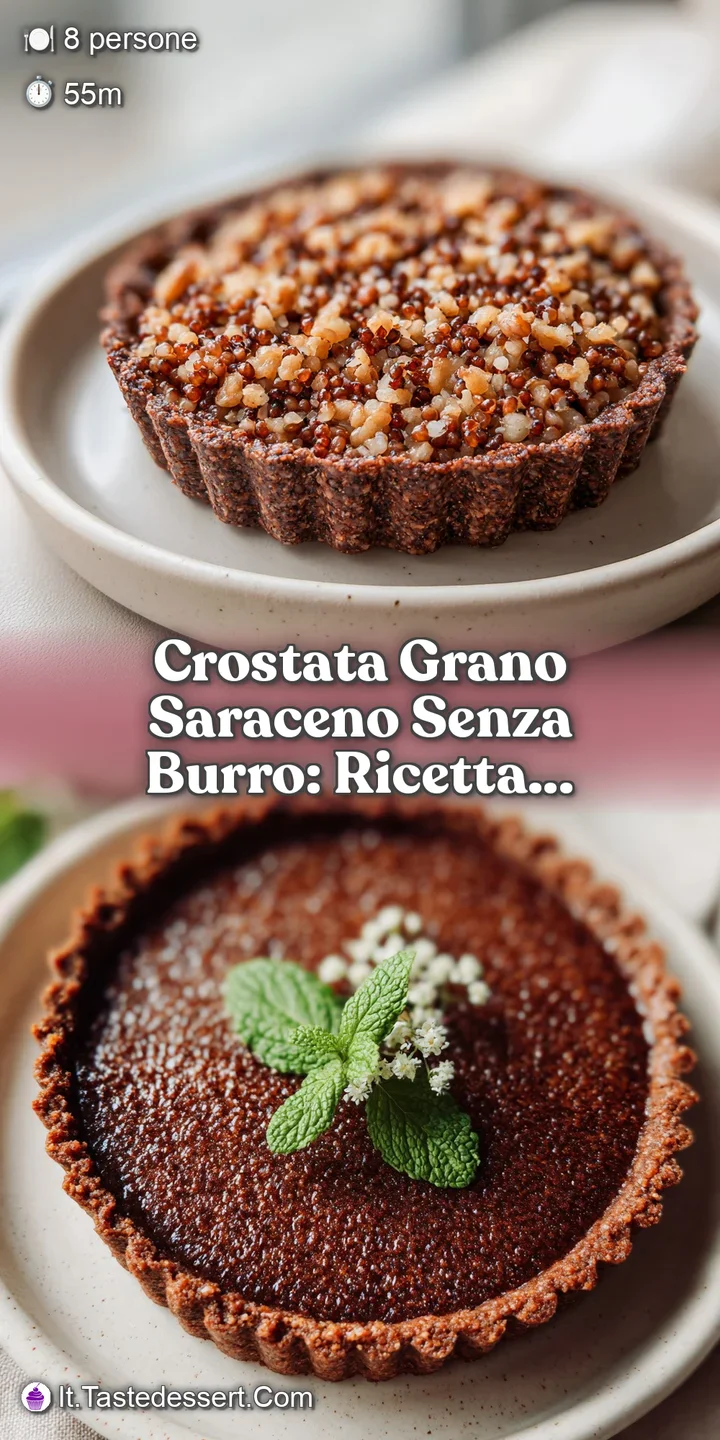 Close-up of a buckwheat tart, bubbly fruit filling peeks through a golden crust; coarse texture invites a delicious bite.