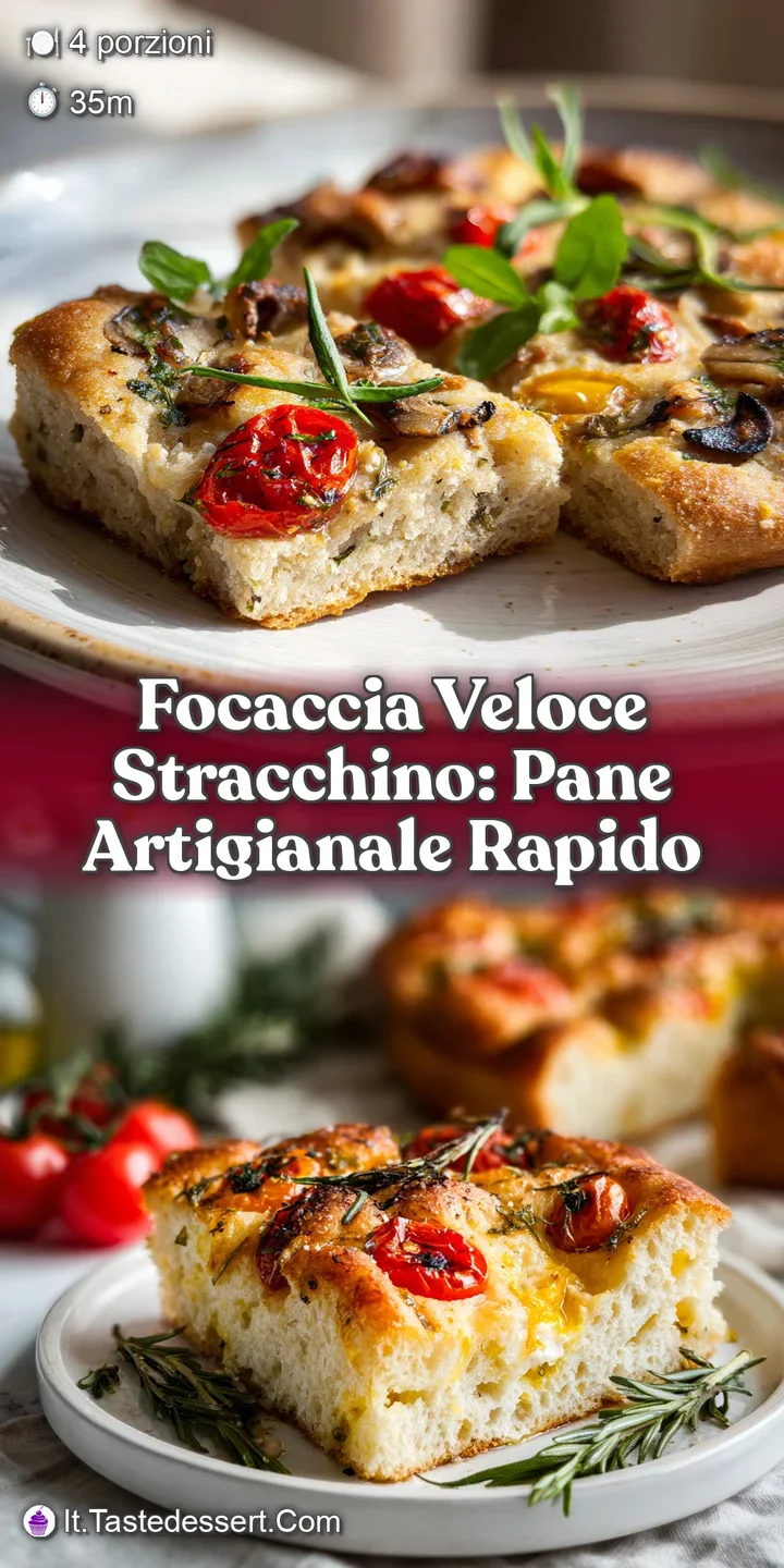 Close-up reveals the soft, airy texture and golden crust of focaccia, contrasted with dollops of rich, creamy cheese.
