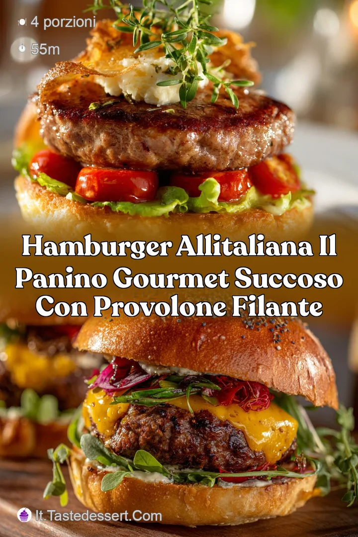Hamburger allitaliana Il panino gourmet succoso con provolone filante