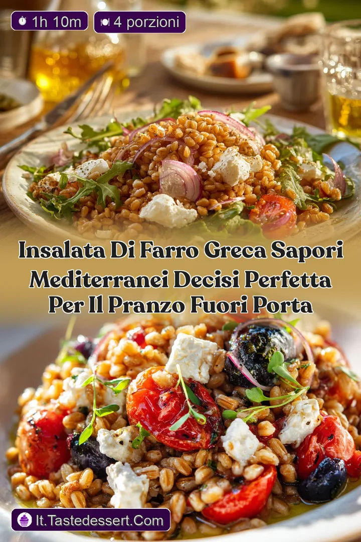 Insalata di farro greca sapori mediterranei decisi perfetta per il pranzo fuori porta