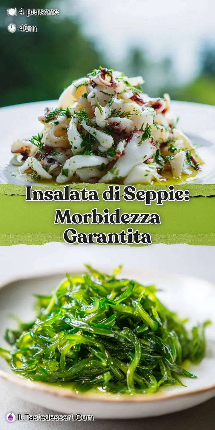 Close-up of glistening cuttlefish salad. See tender textures, fresh herbs, and zesty lemon dressing&mdash;a Mediterranean delight!