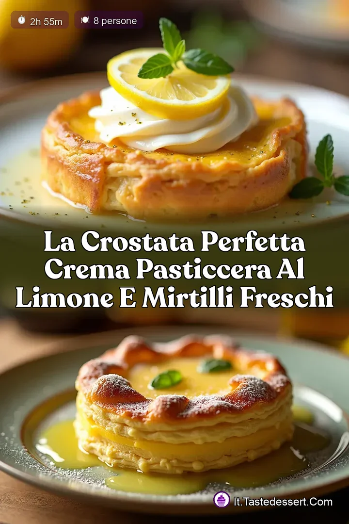 La Crostata Perfetta Crema Pasticcera al Limone e Mirtilli Freschi