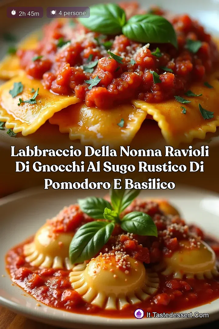 LAbbraccio della Nonna Ravioli di Gnocchi al Sugo Rustico di Pomodoro e Basilico