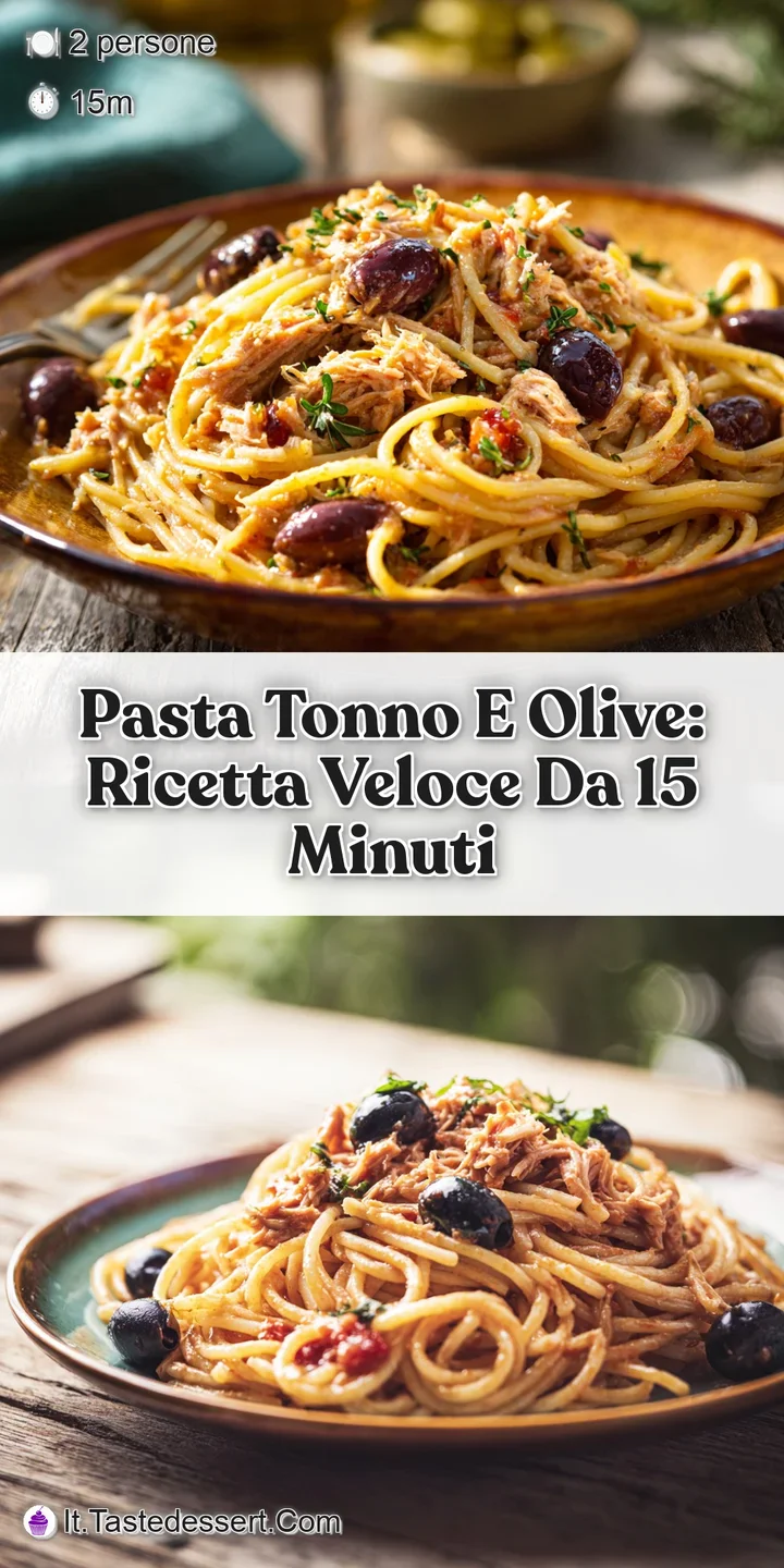 Close-up of creamy pasta, studded with briny olives and tender tuna, showcasing a rich, appetizing texture with fresh herb...