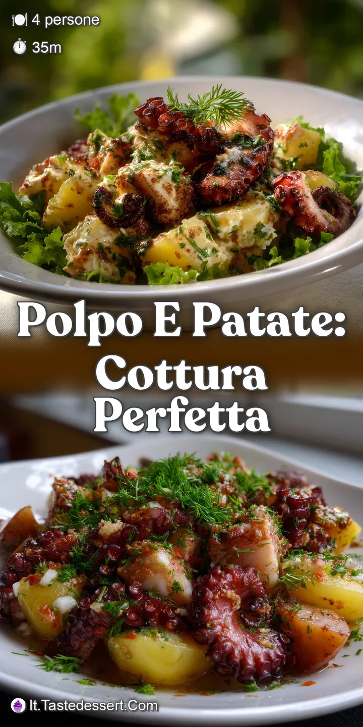 Close-up of buttery octopus tentacles and roasted potatoes. The char, the oil, and the lemon zest present a delightful bur...