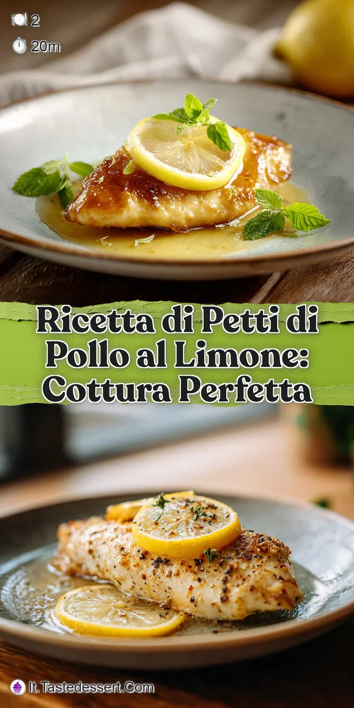 Close-up shows juicy lemon chicken with a bright, tangy-looking sauce. Flecks of herbs add a fresh, aromatic touch.