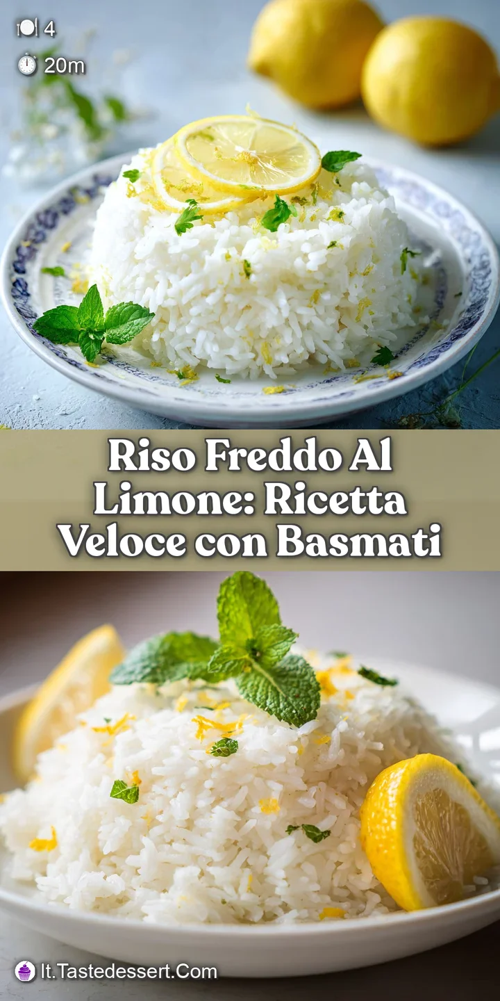 Close-up of chilled lemon rice: al dente grains, zesty lemon peel, and verdant herbs create a bright, fresh, and inviting ...