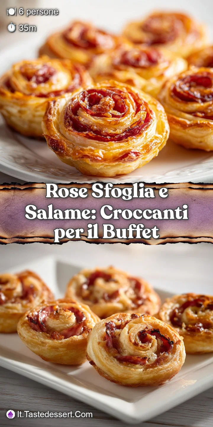 Close-up of a rose sfoglia, flaky pastry swirled around rich, pink salami, promising a delightful burst of flavor.