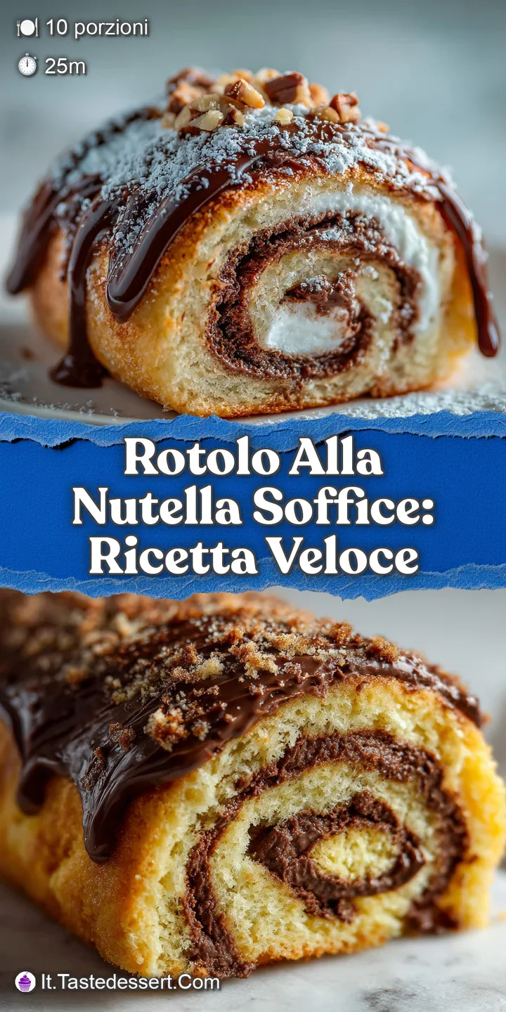 Close-up of soft rotolo with rich Nutella, the decadent filling oozing slightly, capturing the smooth texture and tempting...