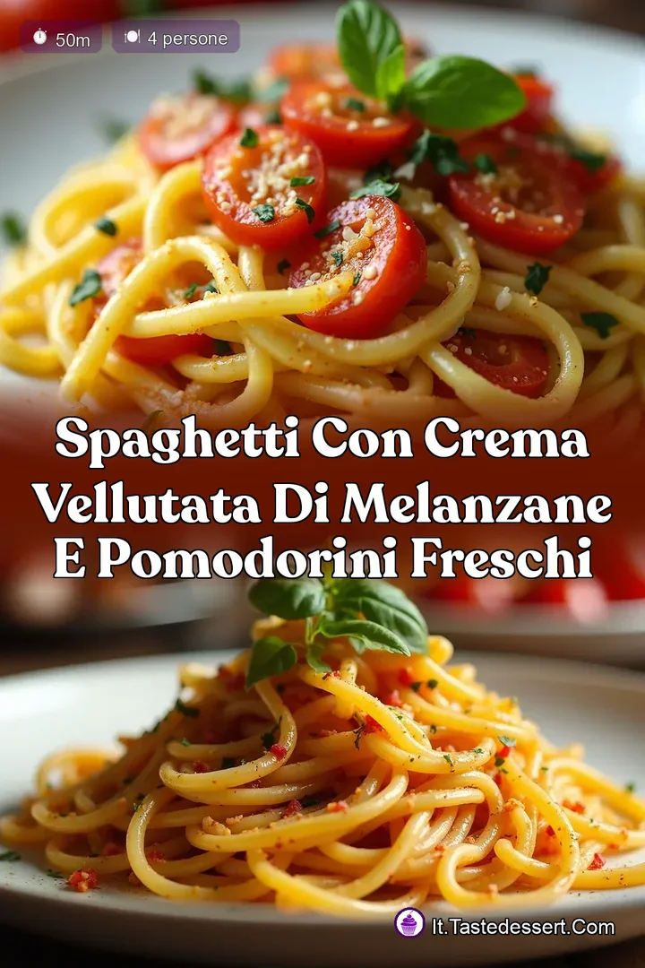 Spaghetti con Crema Vellutata di Melanzane e Pomodorini Freschi