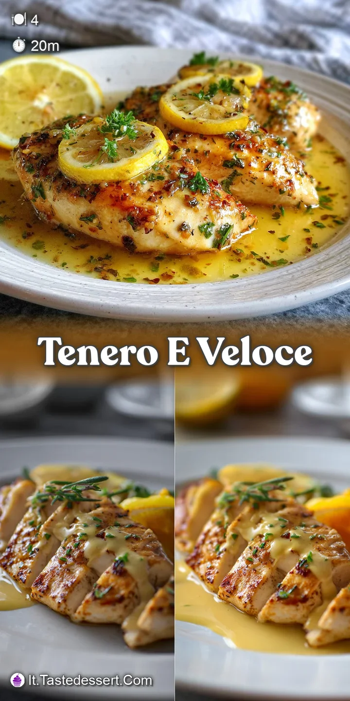 Close-up of juicy, tender lemon chicken glistening with flavorful sauce, sprinkled with herbs, inviting and appetizing.