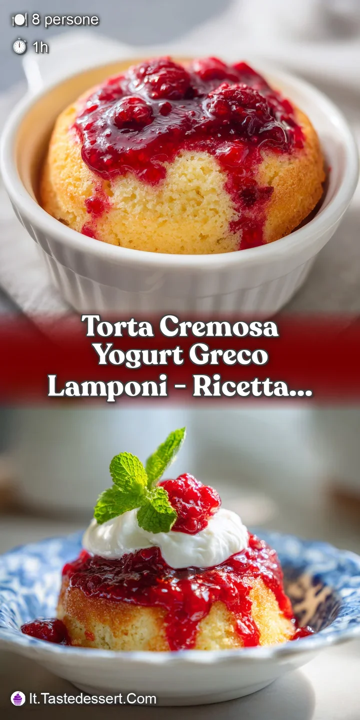 Close-up shows a decadent, creamy dessert swirled with red fruit. See the light reflecting off the smooth surface, studded...