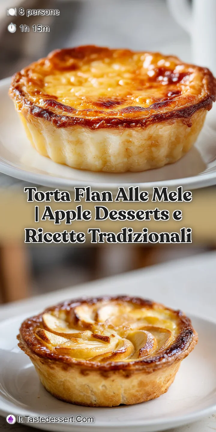 Close-up of a rustic apple torta flan, highlighting caramelized apple slices and a buttery, golden crust.