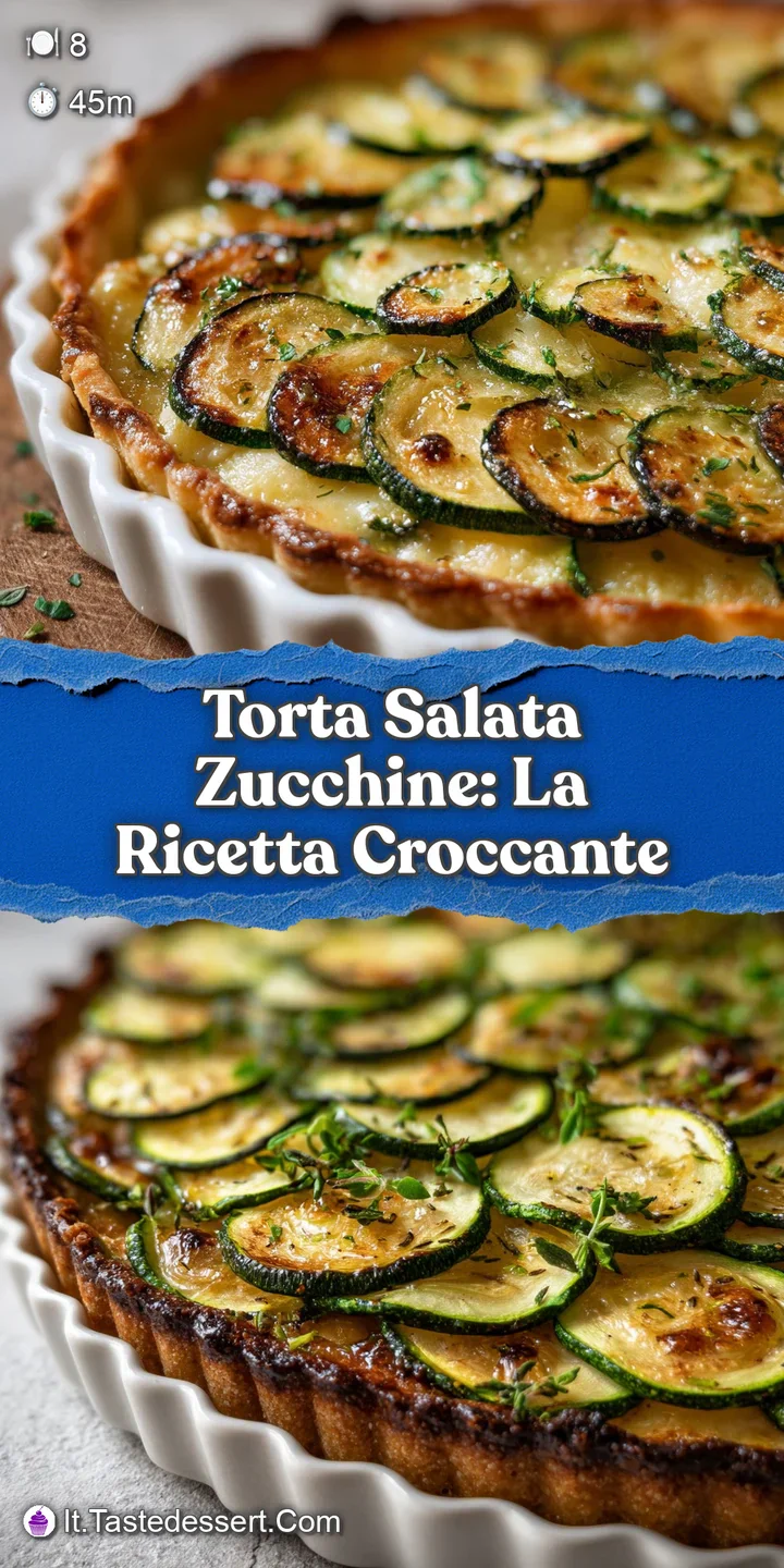 Close-up of a torta salata, showcasing the delicate zucchini layers, a sprinkling of cheese, and the crispy, buttery crust.