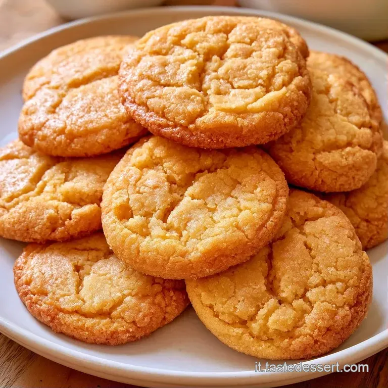 Pila di biscotti chiari e friabili su un piatto di ceramica bianca, accanto a un tovagliolo di lino naturale.