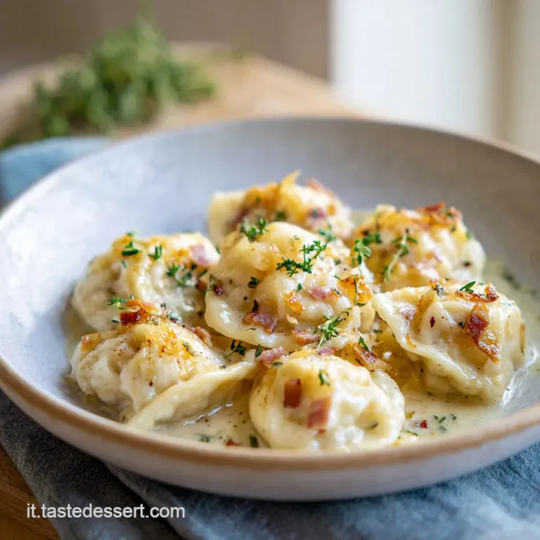 Three plump canederli sit nestled on a bed of creamy sauce, sprinkled with fresh parsley. Earthy, wholesome, and artful.