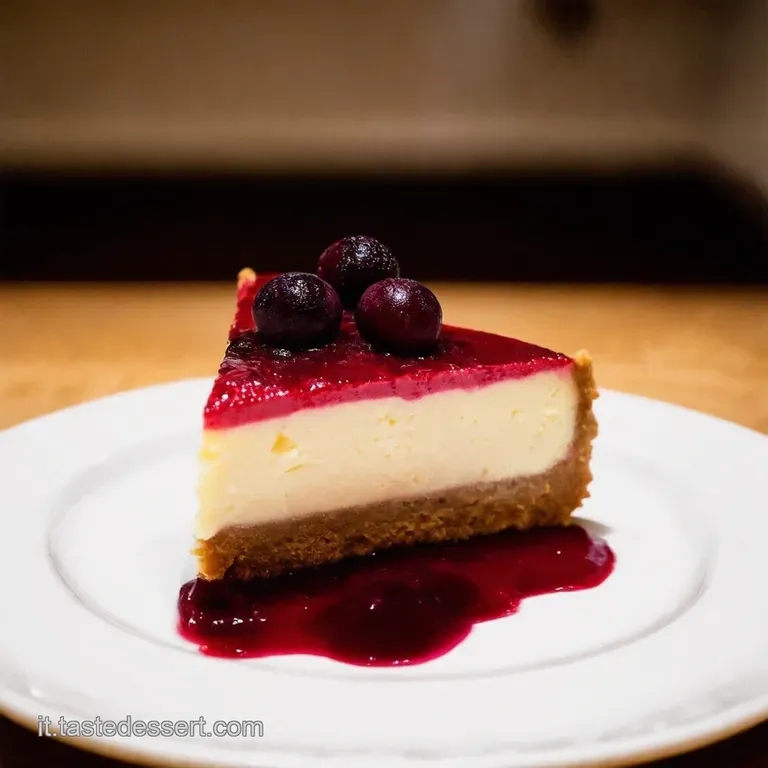 Cheesecake Ai Frutti Di Bosco Con Cuore Di Cappuccino E Croccante Al Cioccolato presentation