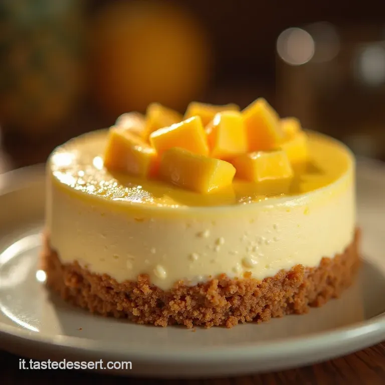 Sogno Tropicale Freddo Cheesecake Alla Mousse Di Ananas Senza Cottura Morbidezza Istantanea presentation