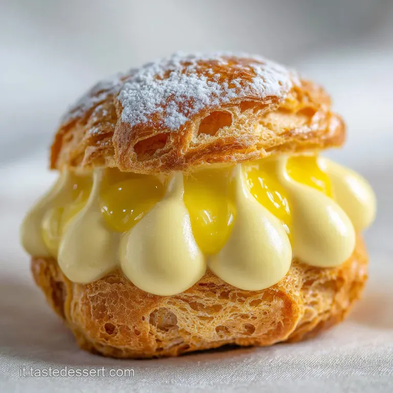 Elegant ramekin filled with luscious crema pasticcera, dusted with cocoa powder. The smooth custard contrasts with the pow...