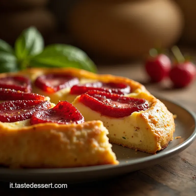 Crostata Morbida Sovraccarica Labbraccio Vellutato Di Crema Pasticcera E Pesche Fresche presentation