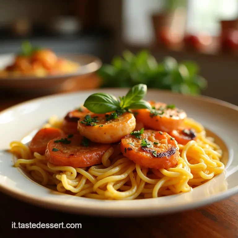 Espaguete Cremoso Ai Gamberi presentation