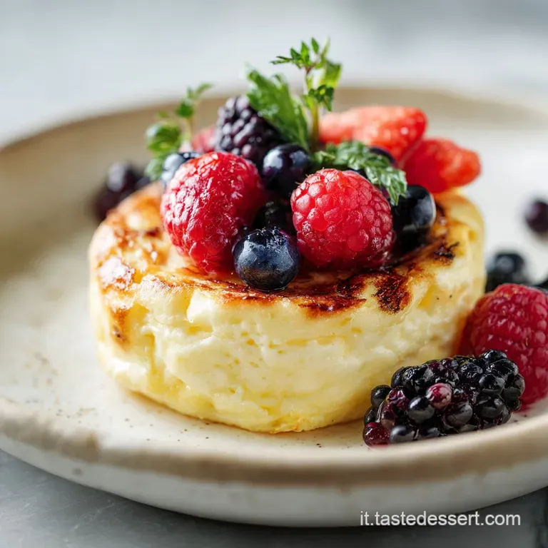 Wedge of fluffy frittata on a white plate, accented with herbs and a drizzle of olive oil. An elegant, simple brunch dish.