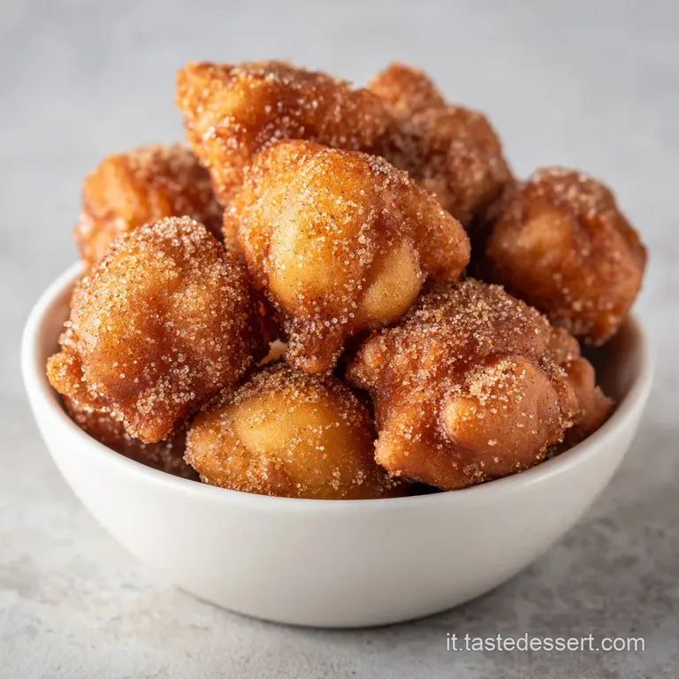 Composizione elegante di frittelle calde, decorate con una spolverata di cannella e un rametto di menta verde brillante.