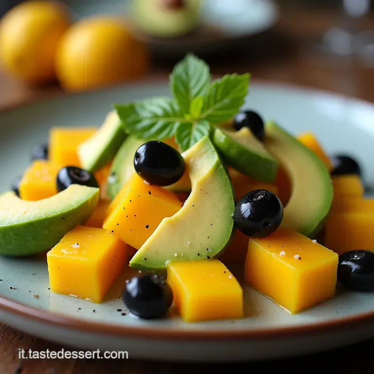 Esotica Freschezza Insalata di Mango Maturo Avocado Cremoso e Olive Nere Taggiasche