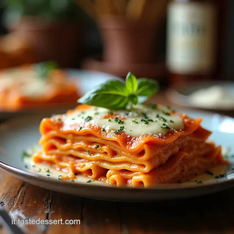 Lasagne Divine Ai Gamberi E Zafferano Leleganza Del Mare in Una Crema Vellutata presentation
