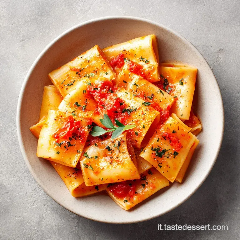 Elegant plate of paccheri with glistening salmon sauce, garnished with dill sprigs. Steam rises, suggesting a warm, comfor...