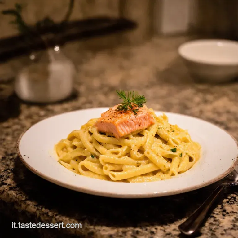 Pasta Cremosa Al Salmone Fresco presentation