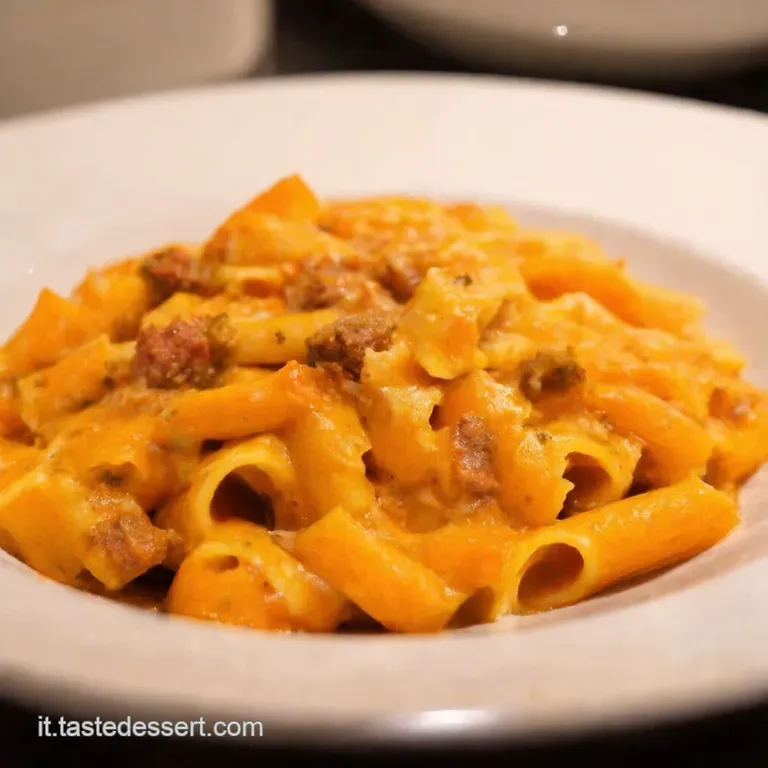Pasta Cremosa Con Zucca Salsiccia E Rosmarino presentation
