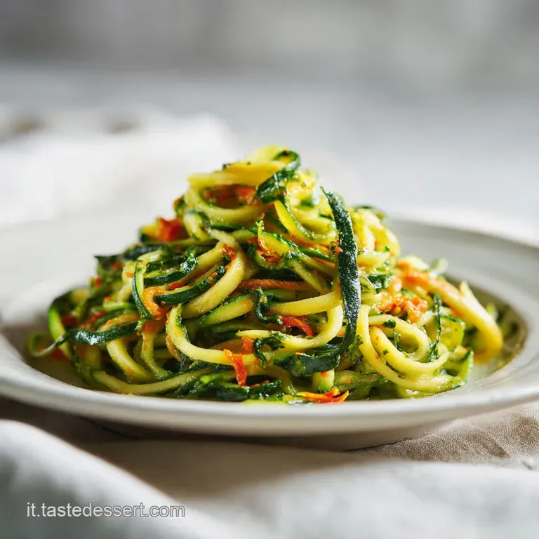 A swirl of creamy pasta salad on a plate, dotted with bright cherry tomatoes and basil. A light drizzle of olive oil glist...
