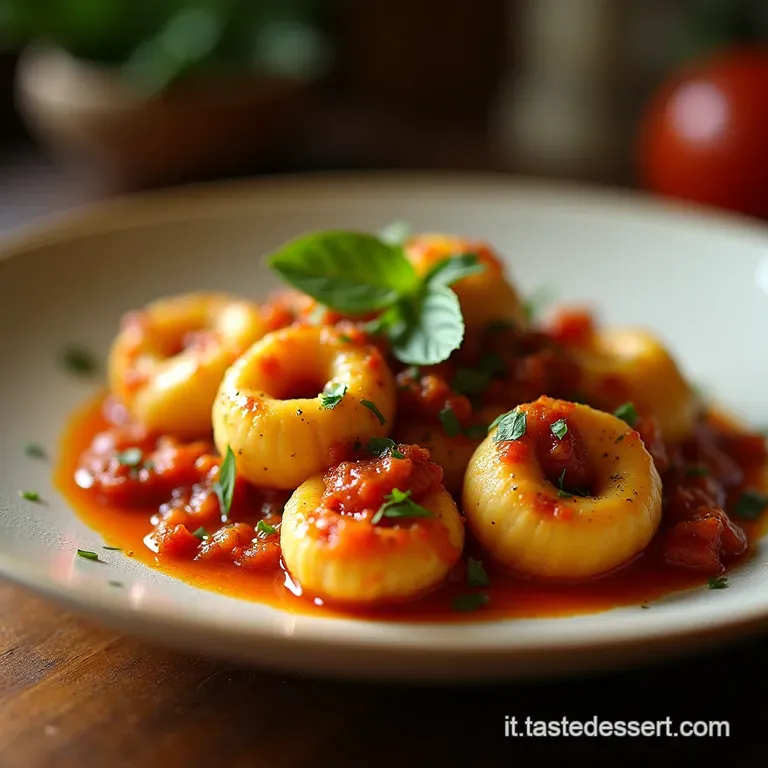 Tesori Filanti Conchiglie Ripiene in Sugo Rustico Di Melanzane E Vellutata Di Ricotta presentation