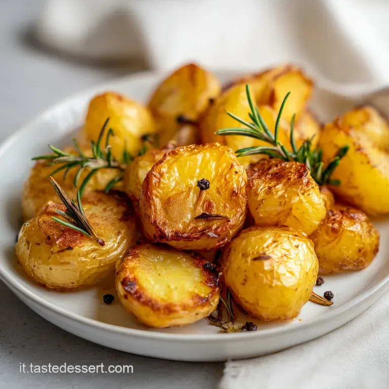 Cubetti di patate ben tostati serviti in un piatto moderno, accompagnati da una salsa cremosa e un tovagliolo di lino.