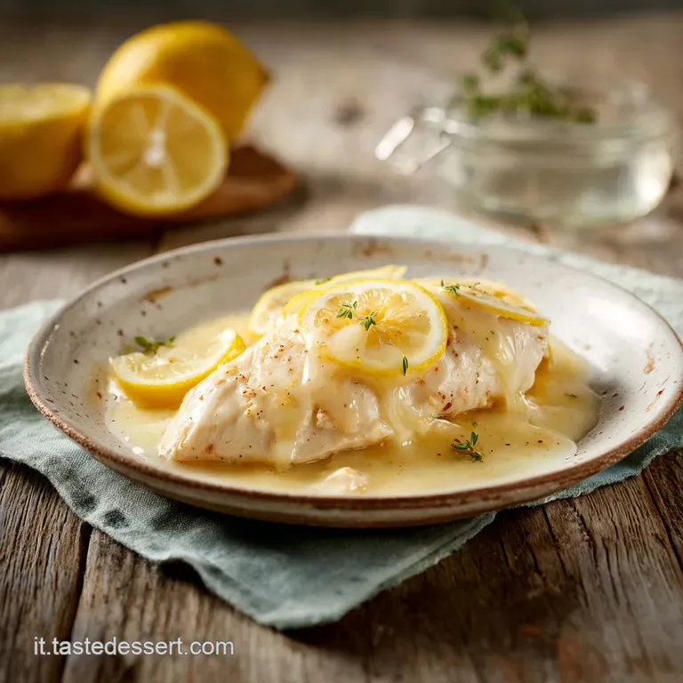 Elegant lemon chicken plated with vibrant green asparagus spears. The sauce looks light and glistening.