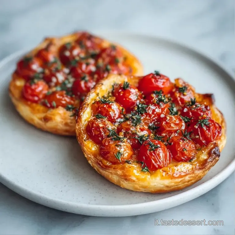 Pizzette croccanti disposte su un piatto bianco, con formaggio fuso e bordi dorati che contrastano con il rosso del sugo.