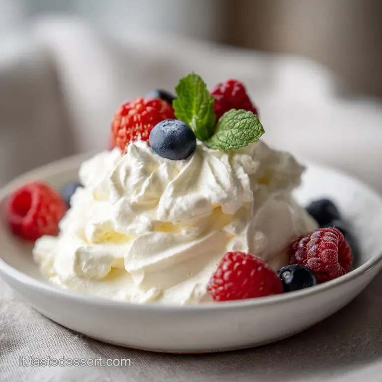 Elegant serving of pale mascarpone cream in a delicate glass, sprinkled with dark cocoa powder