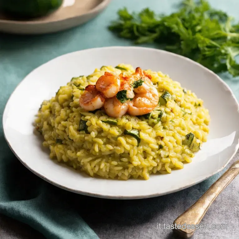 Risotto ai Gamberoni e Zucchine Un Abbraccio Dorato di Mare e Orto